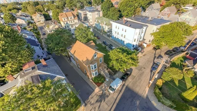 an aerial view of a house