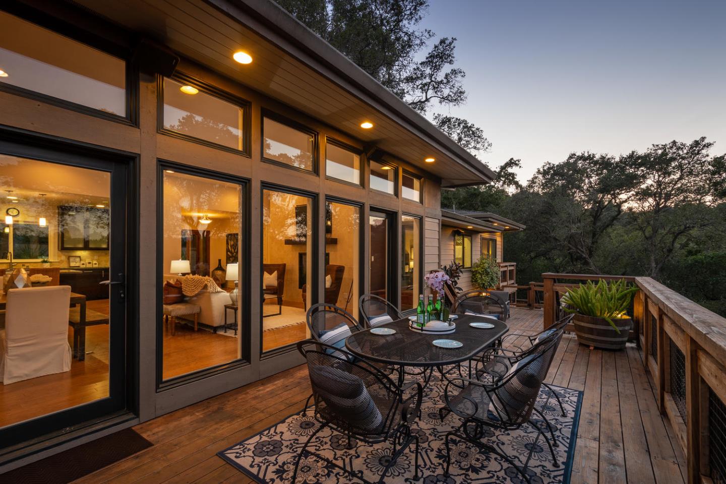 672 Moraga Road Lafayette, CA 94549 - Photo 41 of 43 a view of a patio with table and chairs potted plants with wooden floor and fence