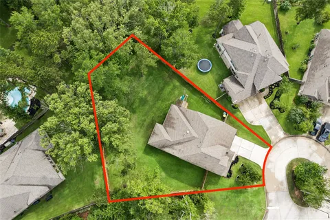 an aerial view of a house