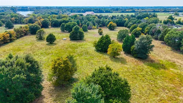 a view of a garden with houses