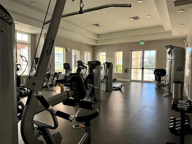 a view of a room with gym equipment