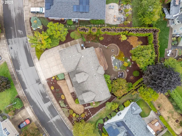 an aerial view of a house having outdoor space