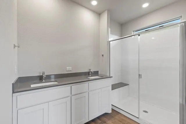 a bathroom with a shower
