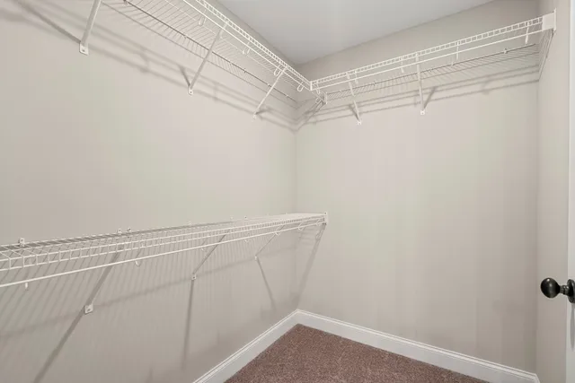 a view of a room with racks on the wall