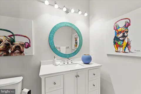 a bathroom with a shower and a toilet