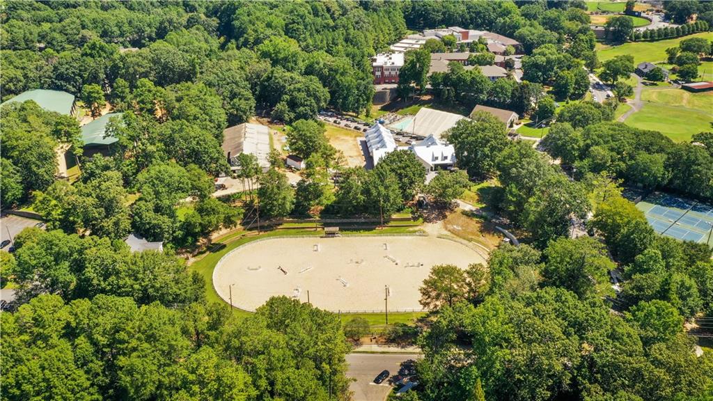 4103 Township Parkway Atlanta, GA 30342 - Photo 35 of 42 an aerial view of a house with swimming pool and large trees