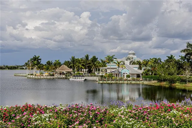 a view of a lake with outdoor space