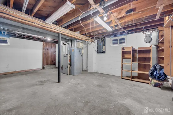 a view of a park with large trees