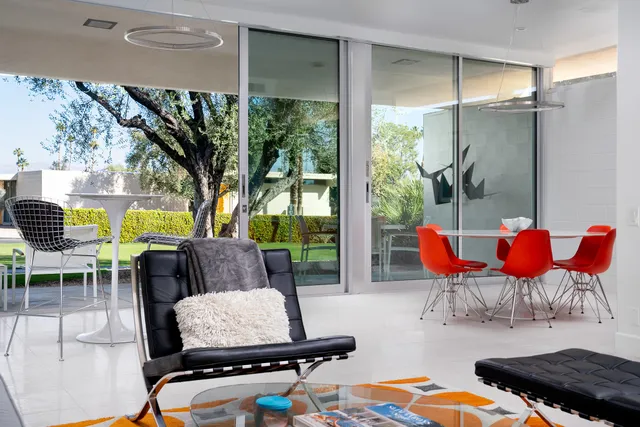 a outdoor space with furniture and garden view