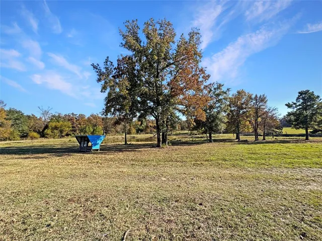 a view of a field with an trees