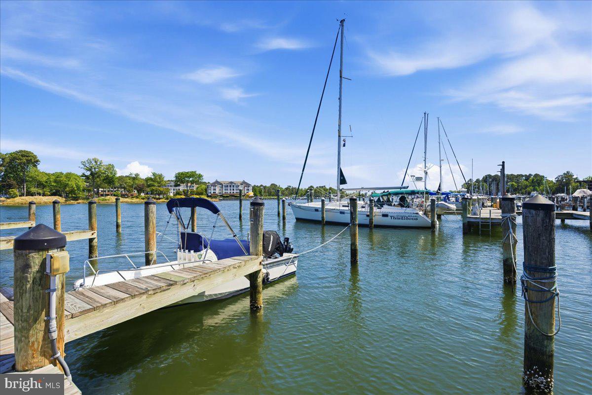 1126 Back Creek Loop, Unit 1126 Solomons, MD 20688 - Photo 45 of 47 a view of a lake with boats and trees in the background