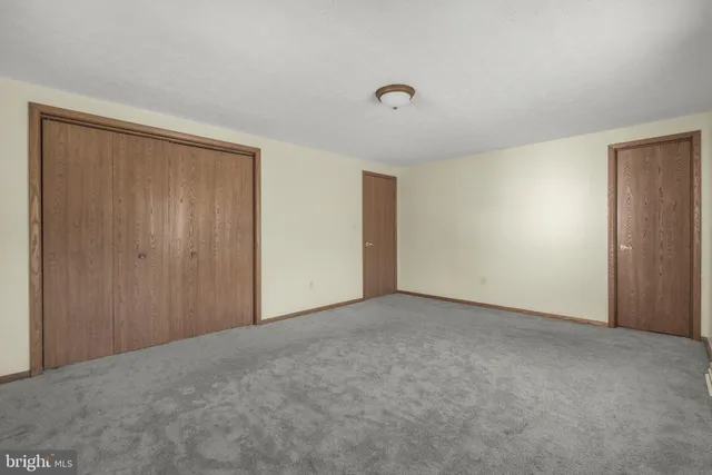 a view of an empty room and closet area
