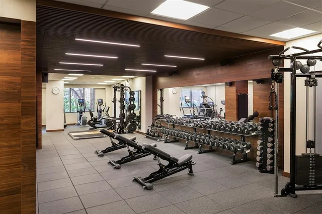 a view of a room with gym equipment