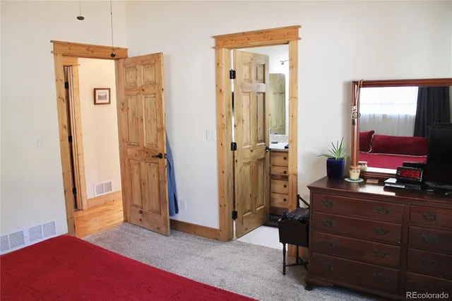 a view of a room with shelves