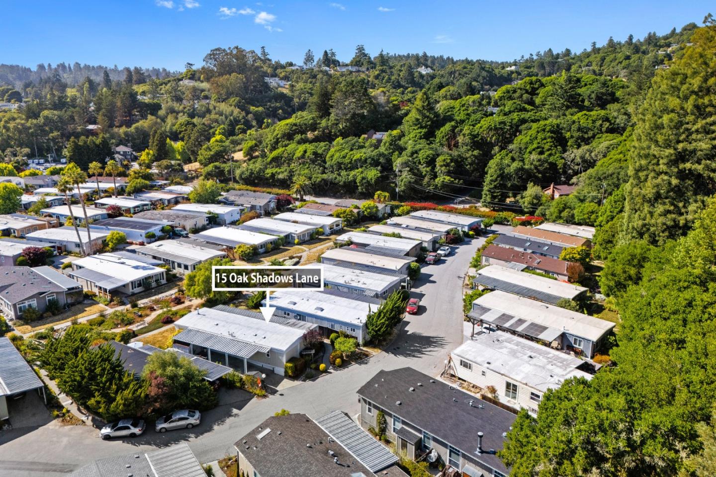 15 Oak Shadows Lane, Unit 15 Aptos, CA 95003 - Photo 44 of 56 an aerial view of a city with lots of residential buildings