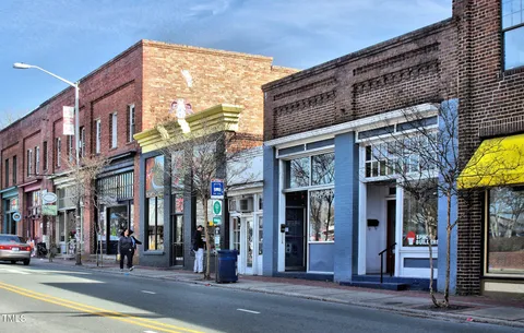 a view of a building on a street