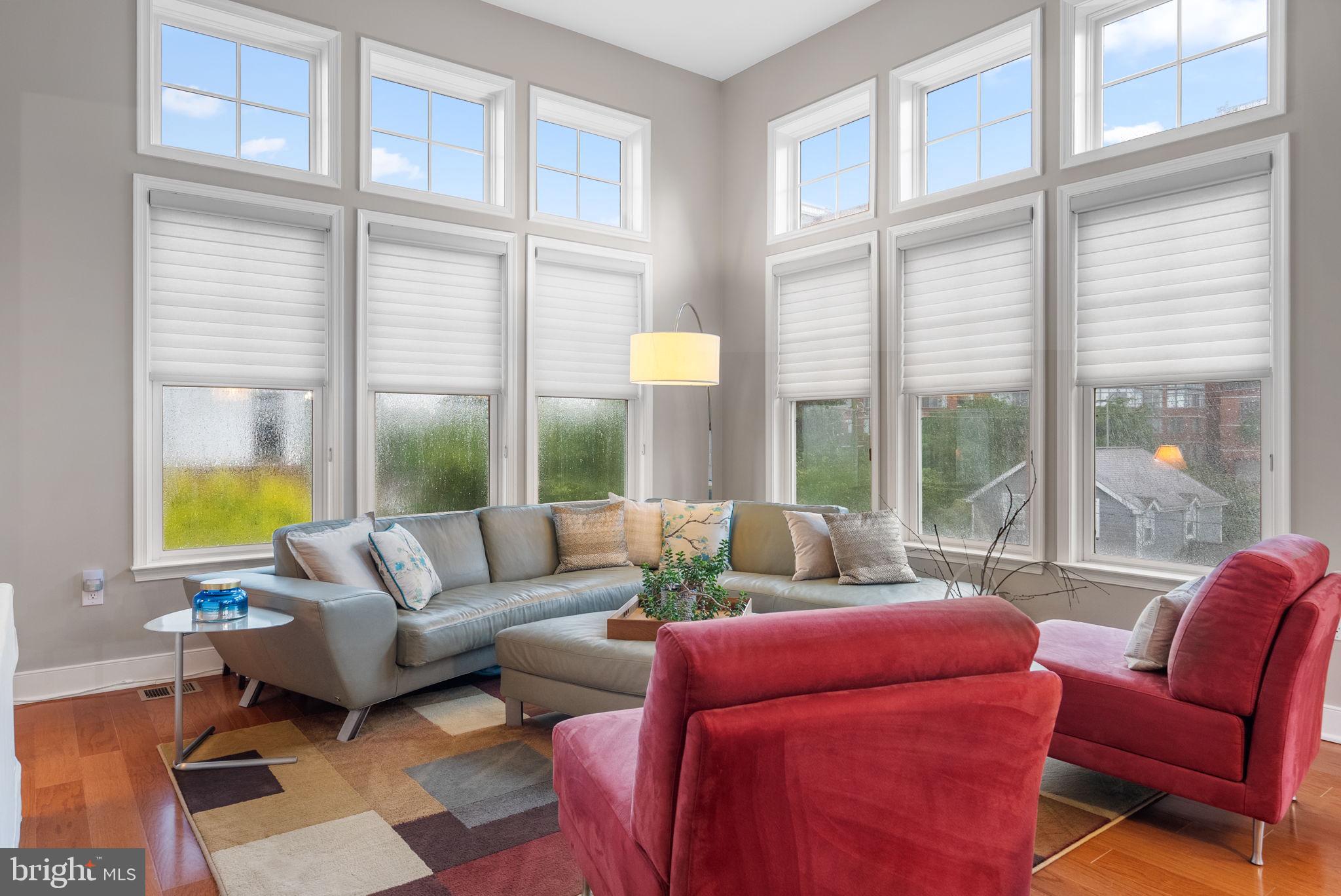 1418 North Rhodes Street, Unit B423 Arlington, VA 22209 - Photo 10 of 36 Wall of windows with fresh white privacy shades