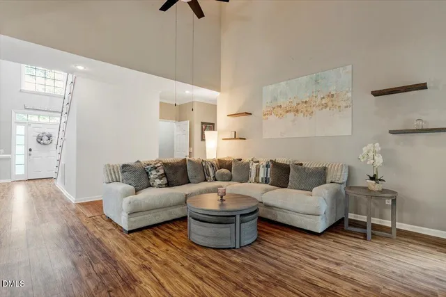 a bedroom with furniture and a fireplace
