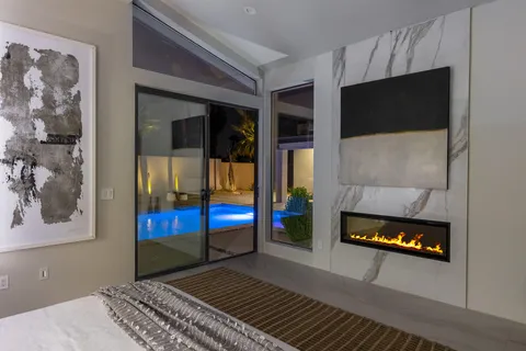 a living room with furniture