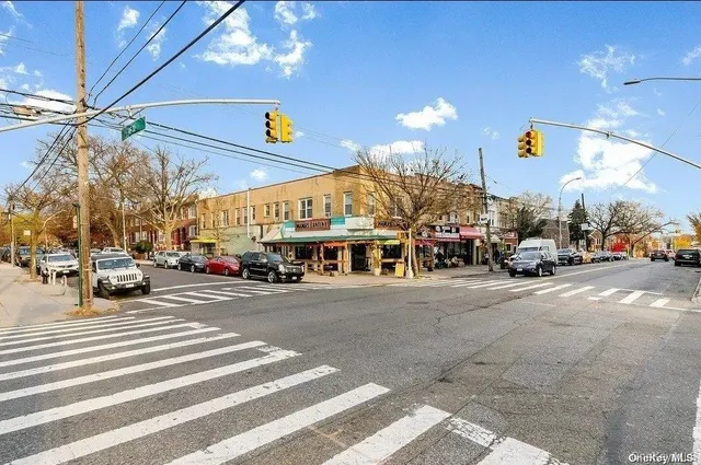 a view of a building with a street