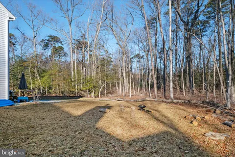 a view of a house with backyard and trees