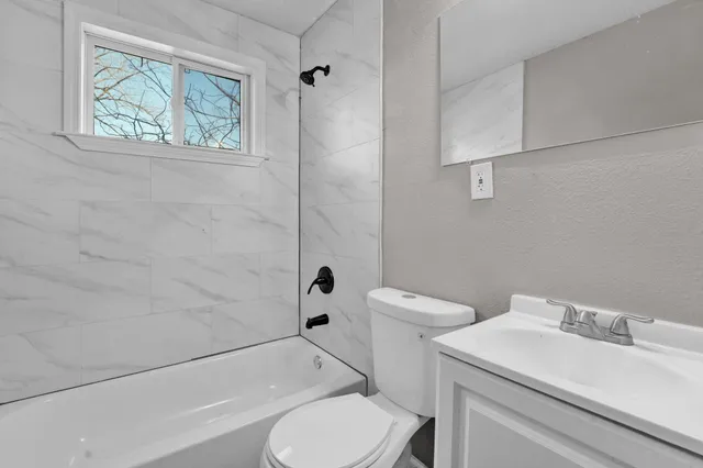 a bathroom with a bathtub