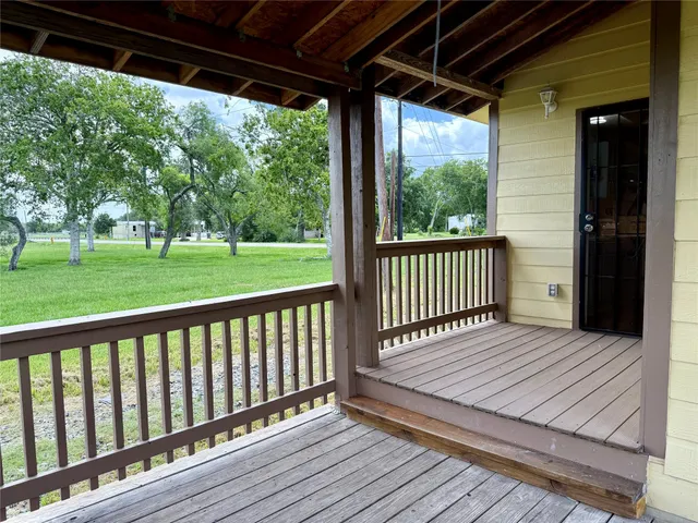 a view of a wooden deck