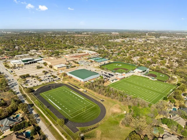 an aerial view of a residential houses with outdoor space