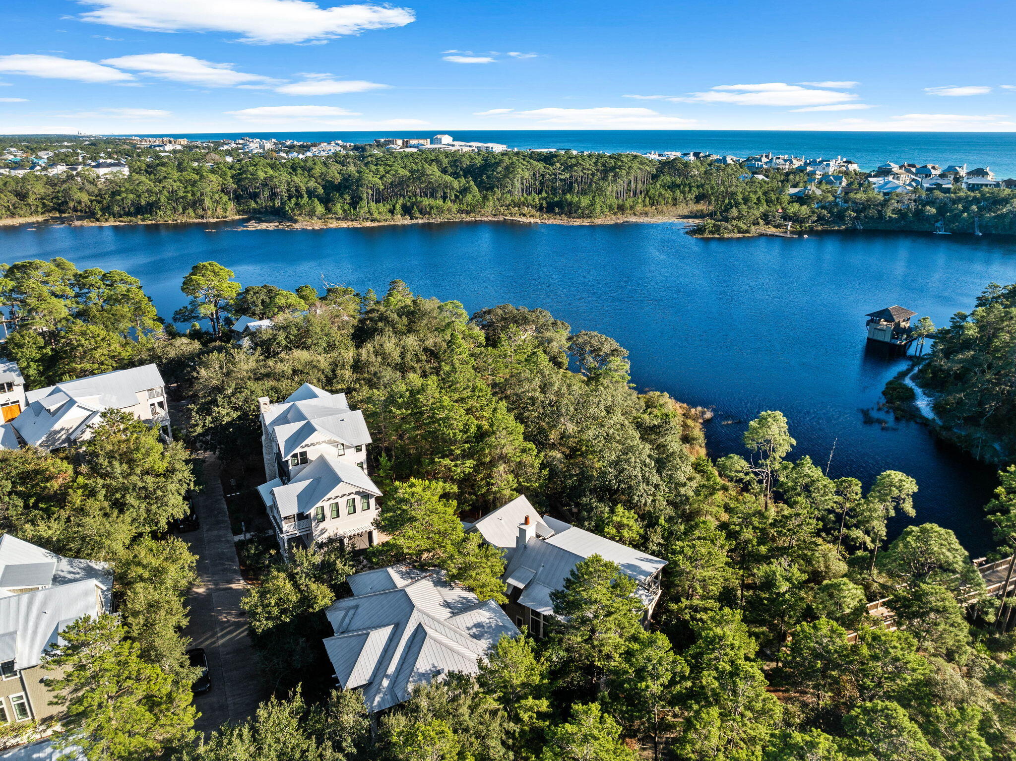 Lot 3 Dewberry Lane Santa Rosa Beach, FL 32459 - Photo 8 of 12 an aerial view of a houses with a lake view
