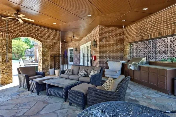 a outdoor living space with furniture