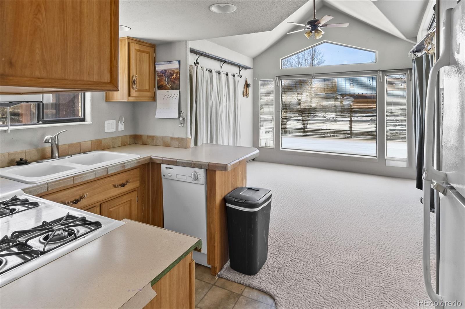 92 Sunshine Loop Fairplay, CO 80440 - Photo 21 of 30 a kitchen with stainless steel appliances granite countertop a sink stove and refrigerator