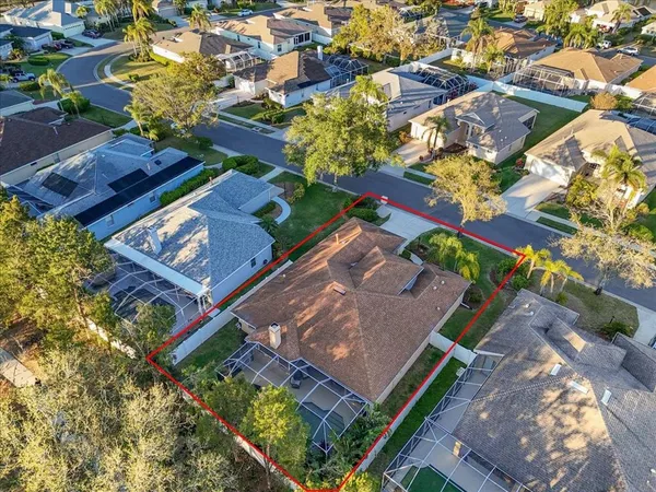 an aerial view of a house
