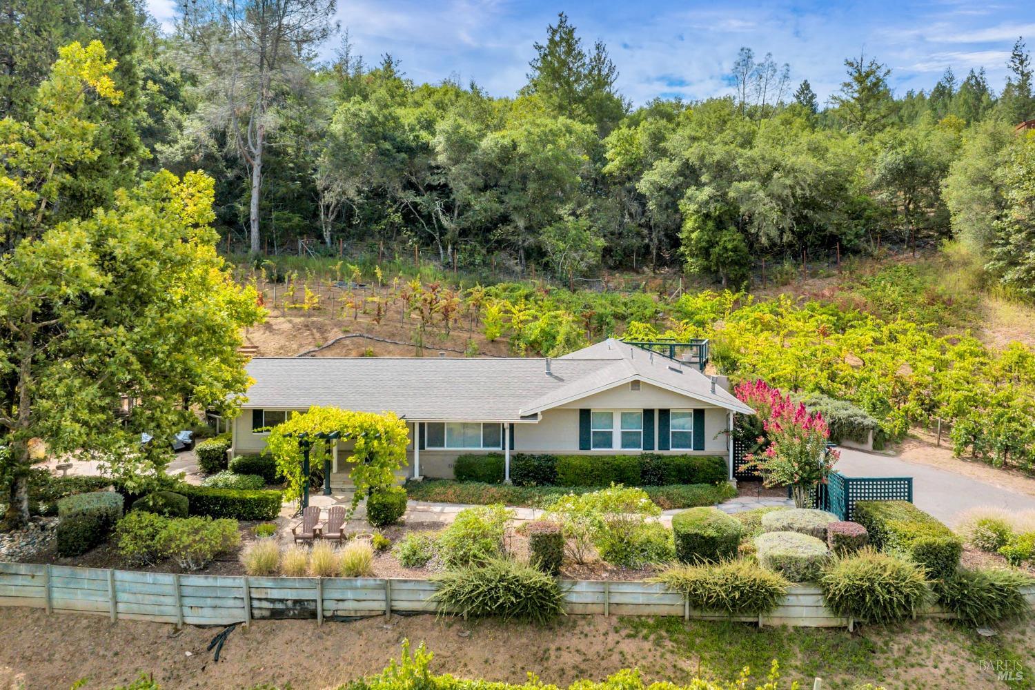 1389 Canyon Road Geyserville, CA 95441 - Photo 58 of 59 a front view of house with yard and lake view