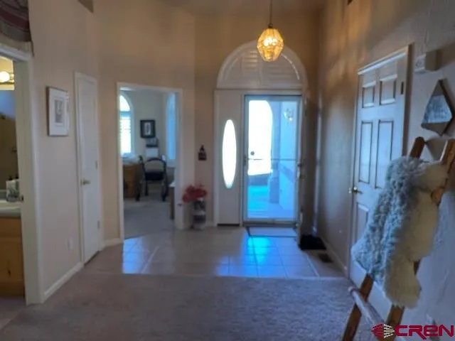 a view of a livingroom with furniture and closet area