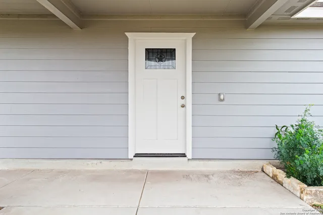 a view of wooden door