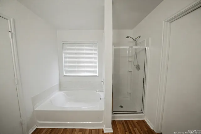 a bathroom with a bathtub
