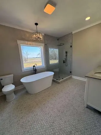 a bathroom with a toilet a sink and mirror
