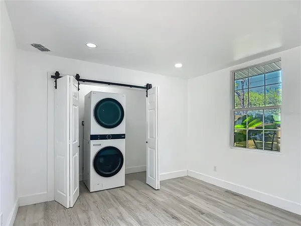 a room with a washer and dryer