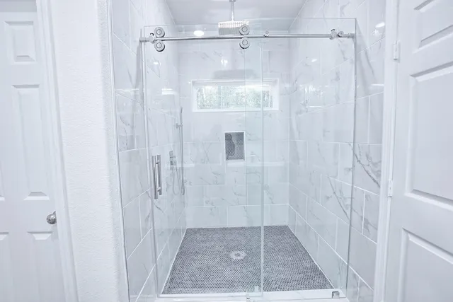 a bathroom with a shower