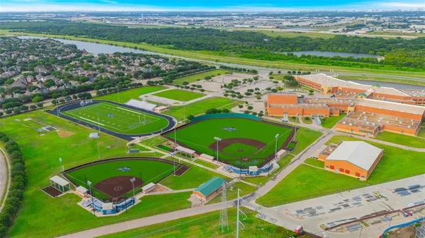 an aerial view of a football ground