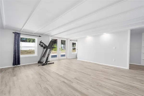 a view of a room with gym equipment