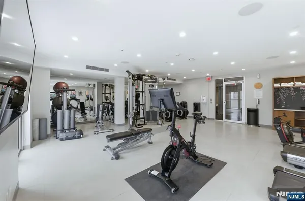 a view of a room with gym equipment