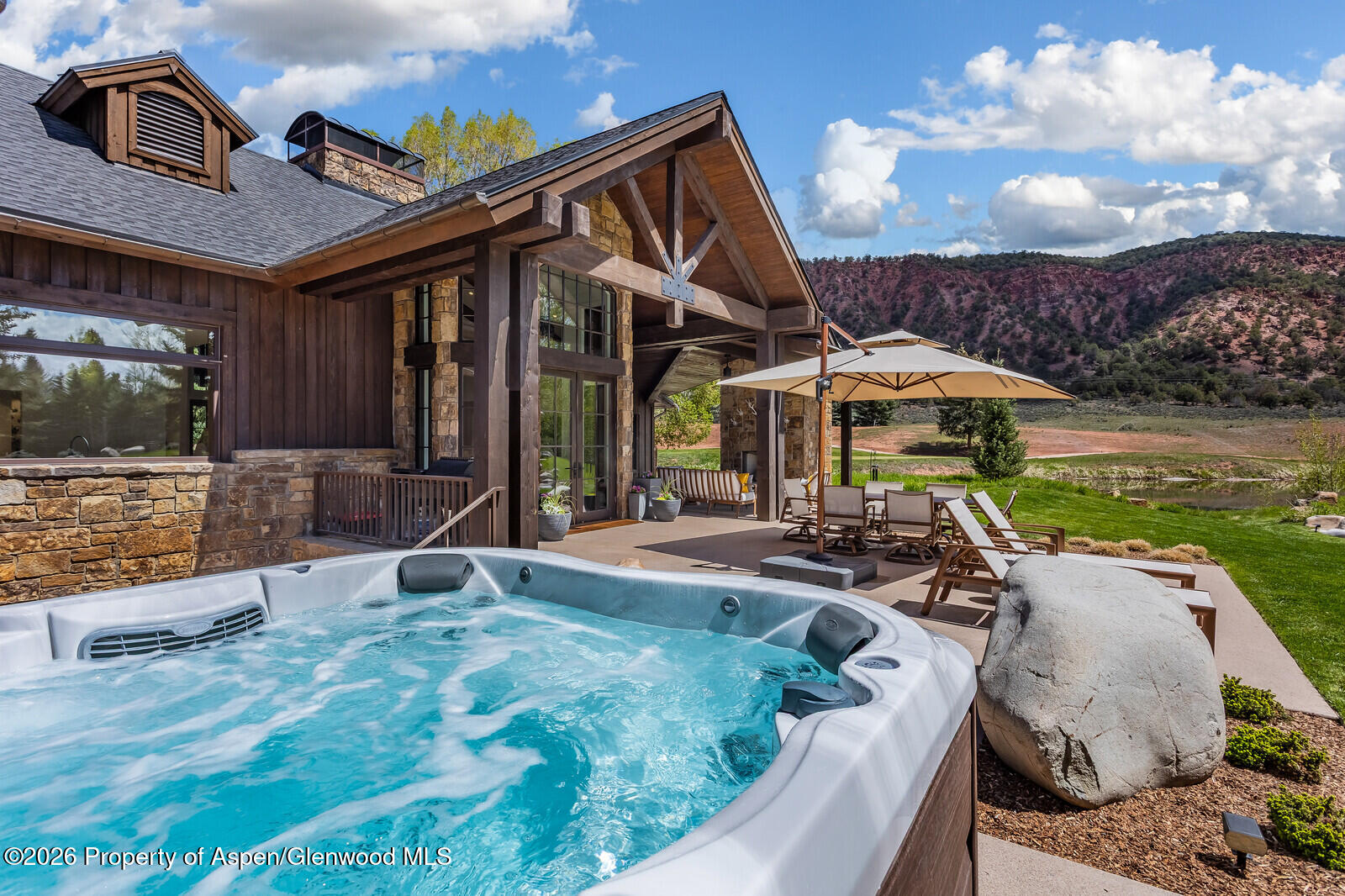 38 Diamond A Ranch Road Carbondale, CO 81623 - Photo 108 of 158 Backyard Water Feature, Patio and Jacuz