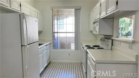an empty room with cabinet
