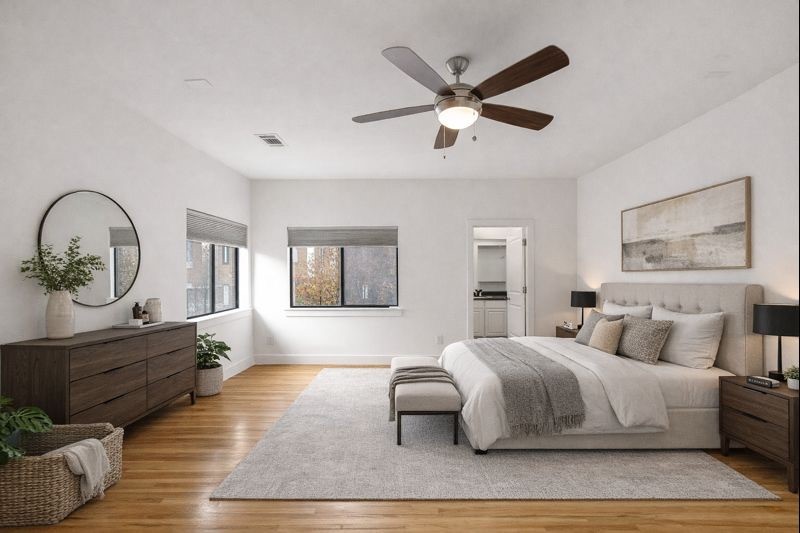 4501 Eigel Street, Unit A Houston, TX 77007 - Photo 16 of 38 Spacious primary suite located on the third floor, offering privacy and comfort. *Picture is virtually staged.