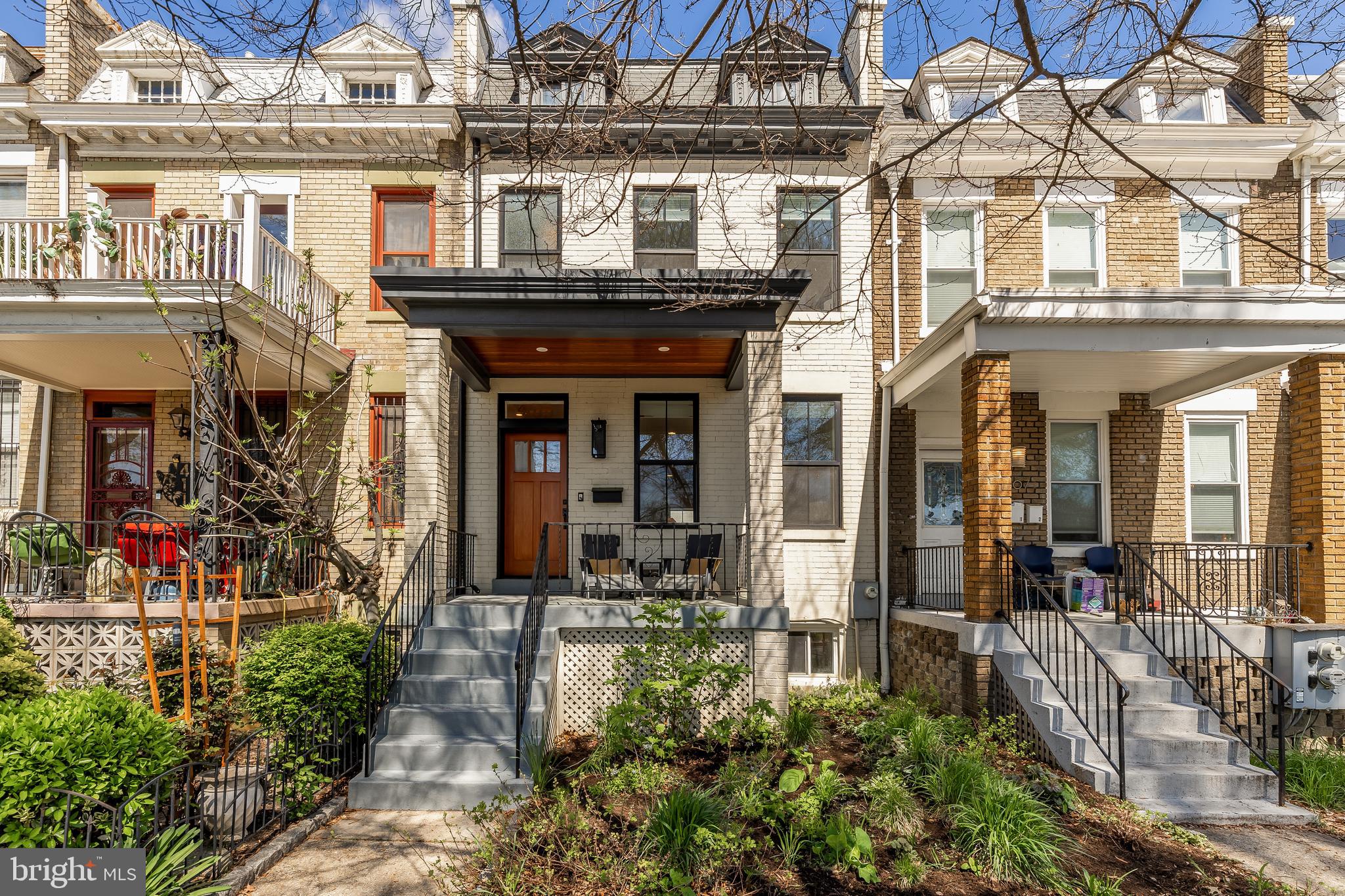 a view of a building with brick walls