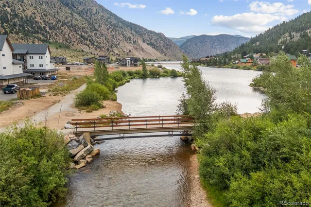 a view of a lake with a mountain in the back