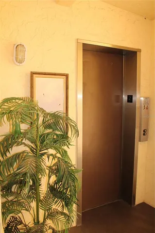 a living room with patio furniture and a potted plant