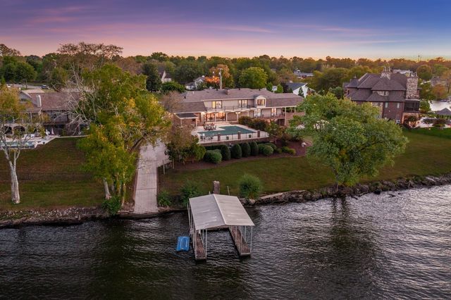 an aerial view of a house with a garden