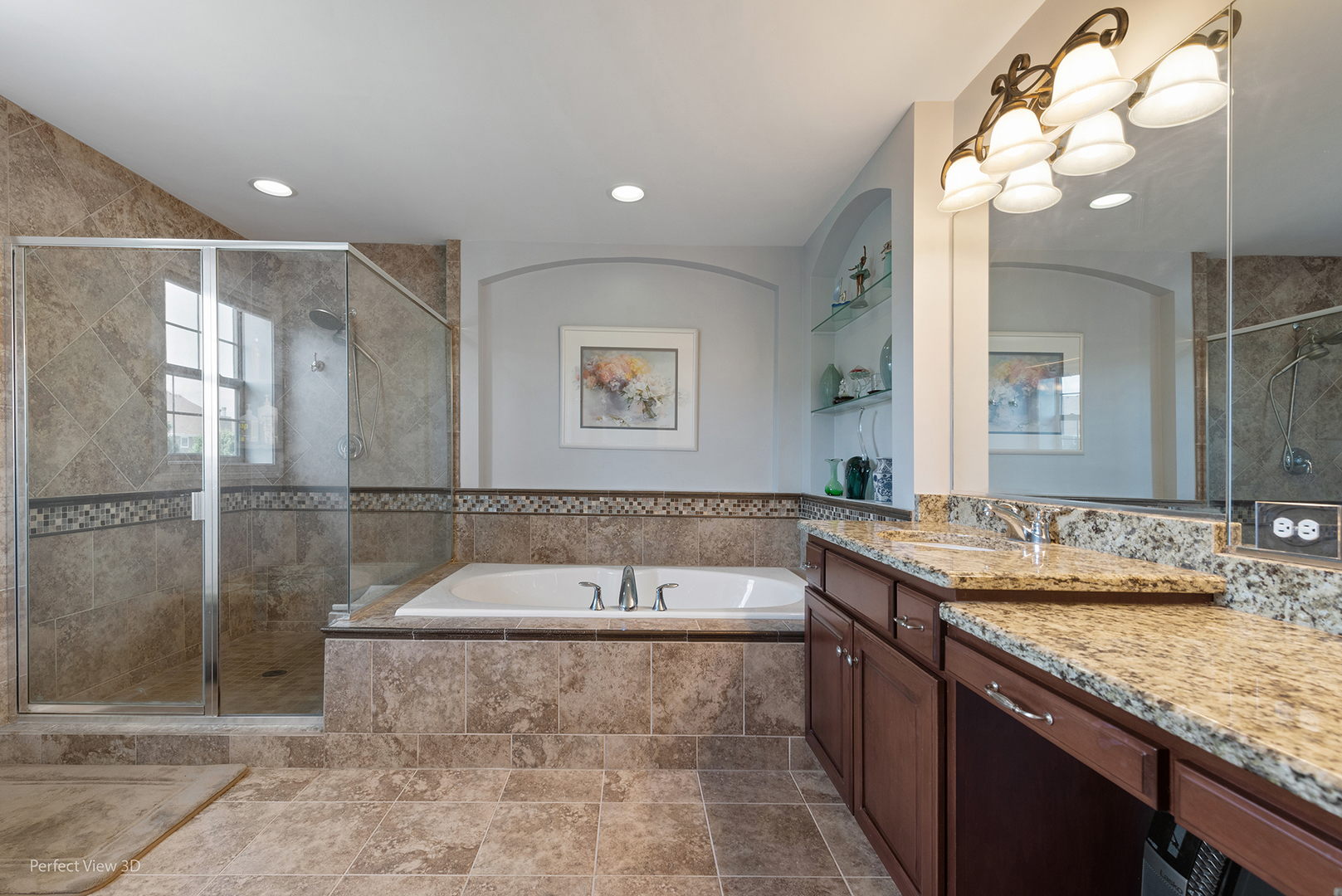 4611 Corktree Road Naperville, IL 60564 - Photo 12 of 20 a bathroom with a granite countertop bathtub sink vanity and mirror